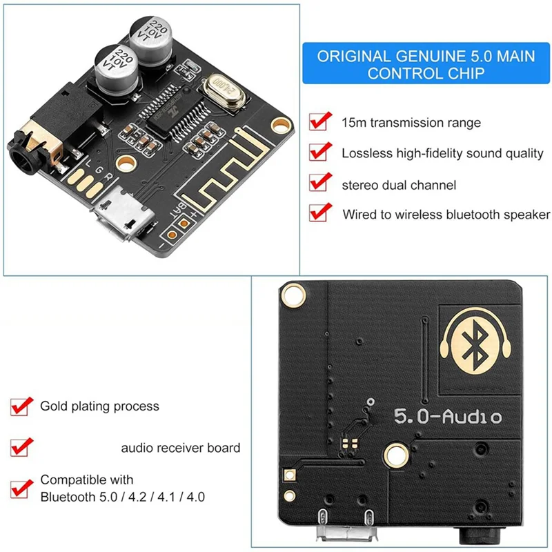 

【Купите это-нечь!】10 шт. плата аудиоприемника Bluetooth BT 5,0 стерео аудио усилитель 3,7-5 В DIY усилитель автомобильного динамика