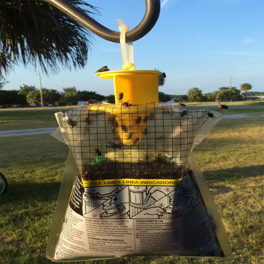 

Hanging Fly Trap Bag with Fly Bait Disposable Flies Trap Fly Trap Catcher Bag Fly Wasp Insect Bug Killer for Outdoor Garden Farm
