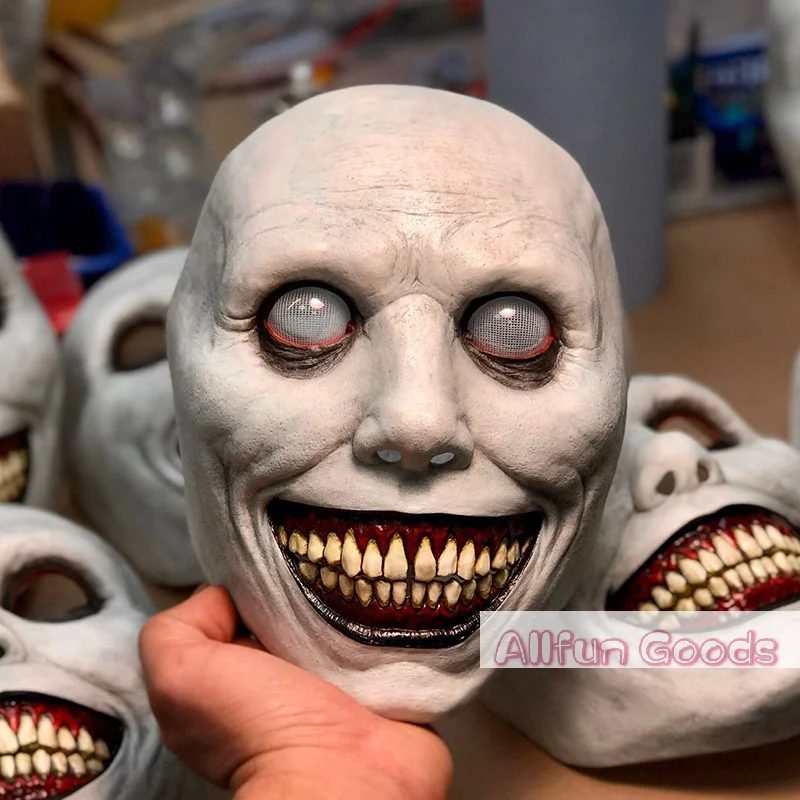 Horror The Exorcist Smiling Face Demon Mask Cosplay  Creepy Ghost Skull Plastic Masks Halloween Carnival Party Costume Prop