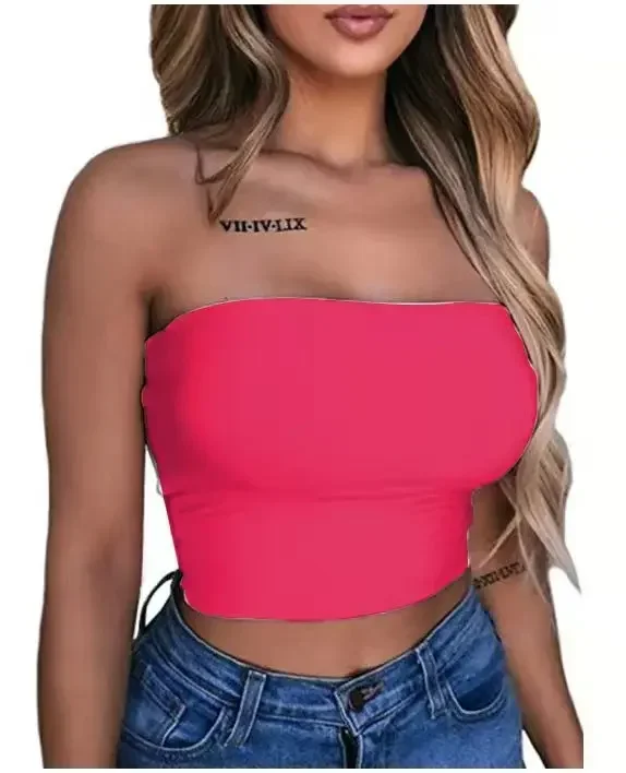 

Sexy Off Shoulder Strapless Bustier Tank Top Halter Crop Tops Women Bare Midriff Sleeveless Cropped Vest Camis Tube Top Female