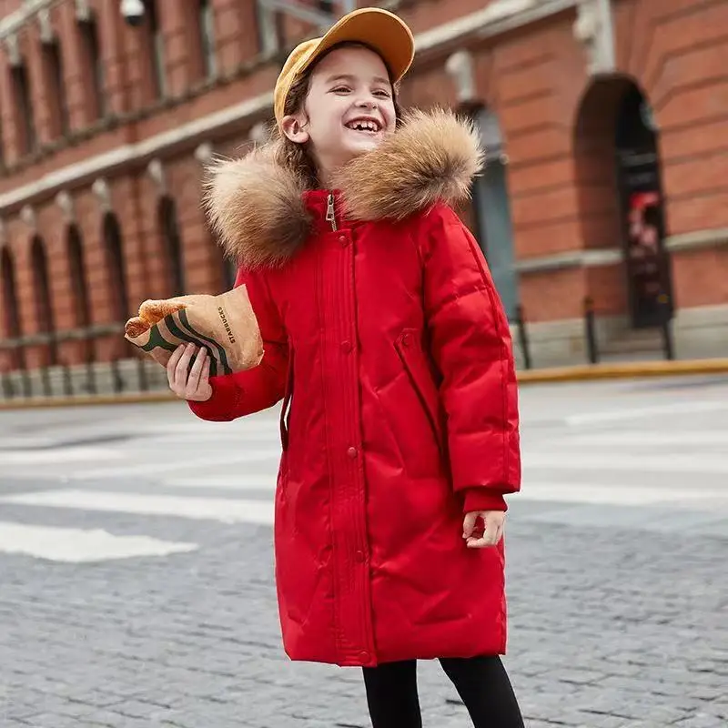 الفتيات أسفل سترة منتصف طول معطف الأطفال نمط المتضخم الأطفال معطف الشتاء سميكة الشتاء الأطفال ملابس خارجية 5-15Y #6
