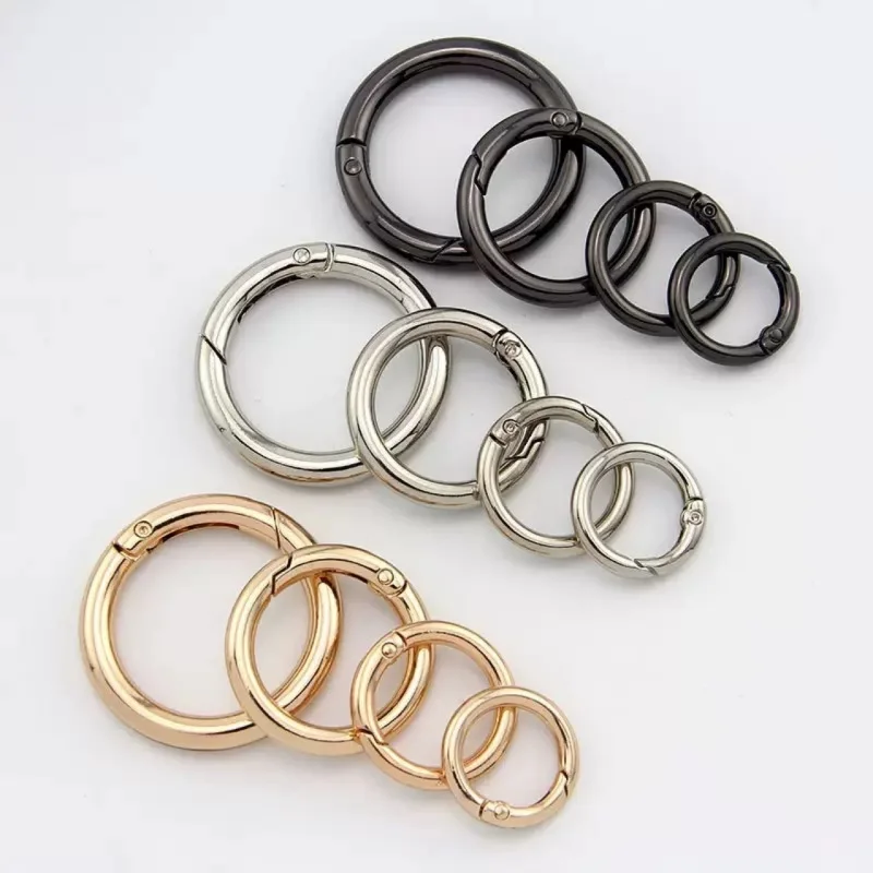 5/20 sztuk/partia Metalowe O-ringi Sprężynowe Zapięcia Otwierane Okrągłe Karabinki Breloczki Klipsy do Toreb Haczyki Klamry do Tworzenia Biżuterii DIY
