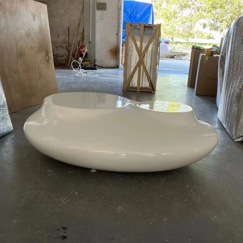 *Exquisite FRP Coffee Table Distinctive Shape Elegant and Fluid Structure Glossy Finish Irregular Shaped Table