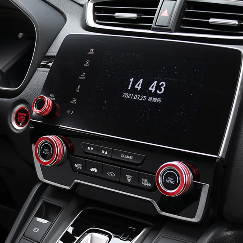 For Honda CRV CR-V 2017 2018 2019 2020 2021 2022 Hybrid Aluminum Car AC Climate Control Knob Ring Trim Button Cover Accessories view 2