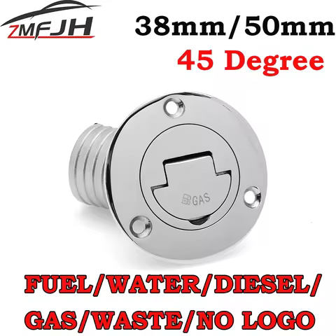 45 Degree Stainless Steel 316 Deck Filler Cap GAS DIESEL FUEL WASTE WATER 38mm 50mm Marine Boat Yacht Hardware Deck Filler