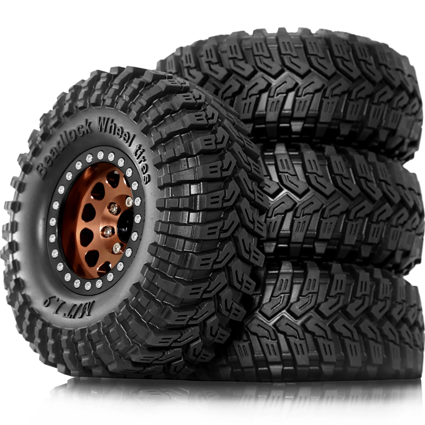 ล้อและยางแบบ Beadlock ขนาด 1.9 นิ้ว 4 ชิ้น ออฟเซ็ตขอบล้อ -8.9 มม. ขนาด OD 4.53 นิ้ว สำหรับรถบังคับวิทยุ 1/10 RC Crawler รุ่น TRX4 TRX6 SCX10 90046 CC01 D90 D110