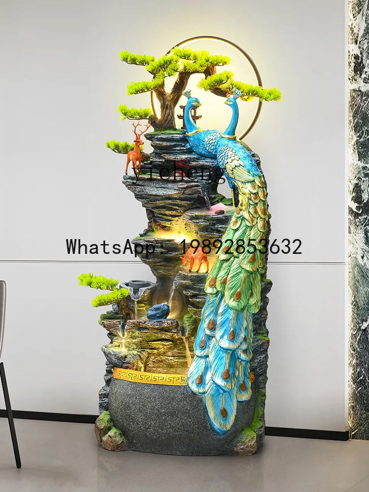 Peacock Flowing Water Ornaments Circulating Water Wealth Living Room Rockery Water Landscape Fountain Fortune
