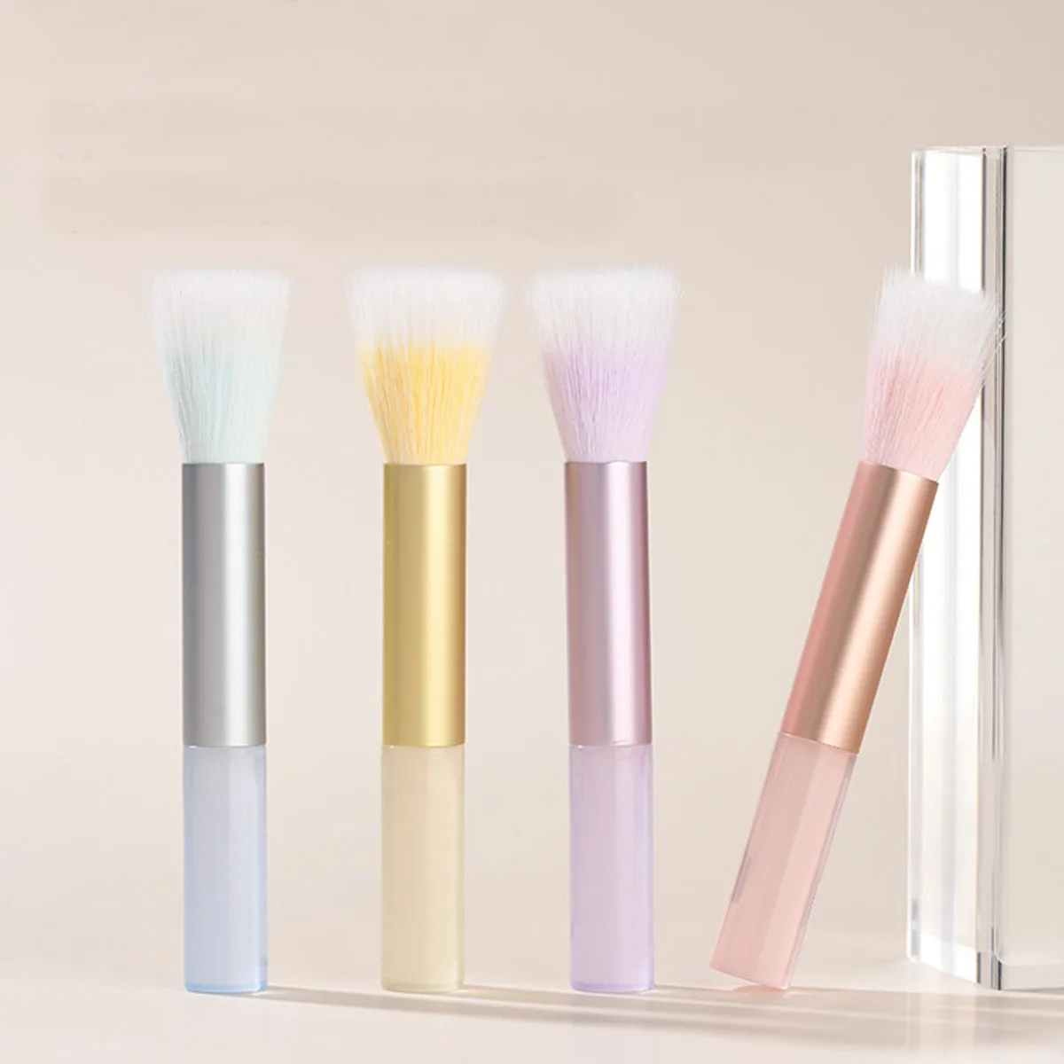 Pinceau à Blush, pinceau de pointillé, pinceau de pointillage à manche en plastique translucide, pinceau de mélange de couleur gelée, pinceau de surbrillance