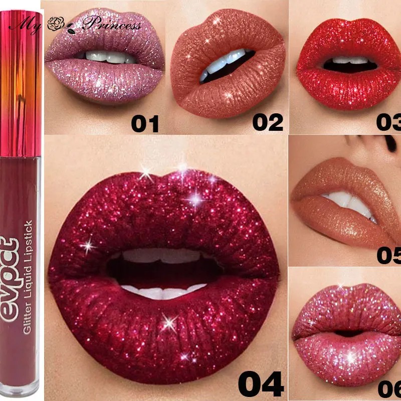 Waterproof Diamond Shimmer Glitter Lip Gloss 18 Colors Matte Glitter Liquid Lipstick Diamond Pearl Colour Lip Gloss Sexy Make Up