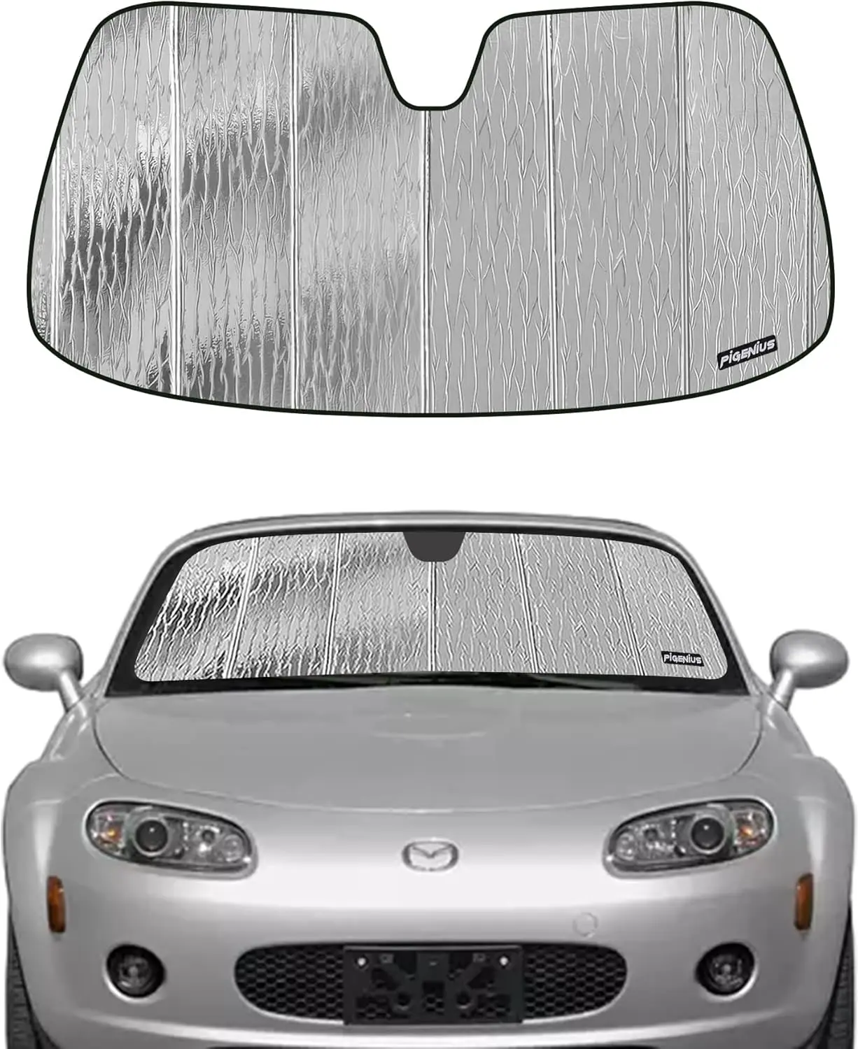 

Windshield Sunshade for MX-5 Miata 2006-2015 - Reversible Silver/Black