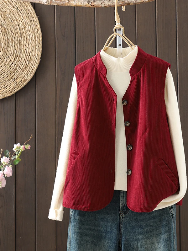 

Двухслойный женский жилет больших размеров, верхняя одежда, вельветовый воротник-стойка, цветной свободный топ из искусственной замши