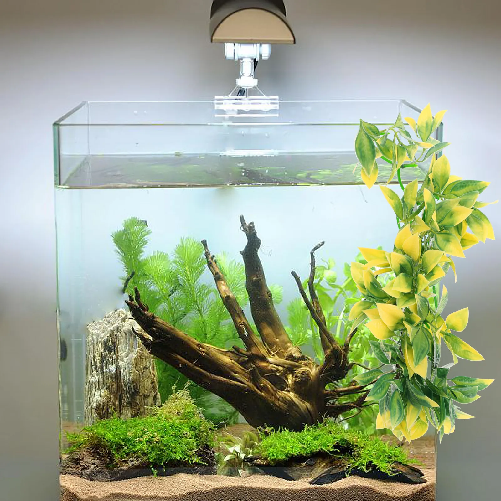 

4 шт. Искусственные водные растения, реалистичные имитации растений из ротанга для аквариума, террариума, декора ландшафта