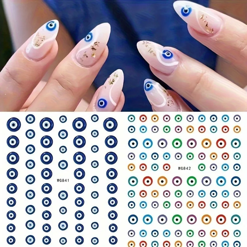 2pcs Evil Eye Nail Art Stickers - Self-adhesive Witch Nail Stickers for Nail Design - Perfect Gift for Women and Girls