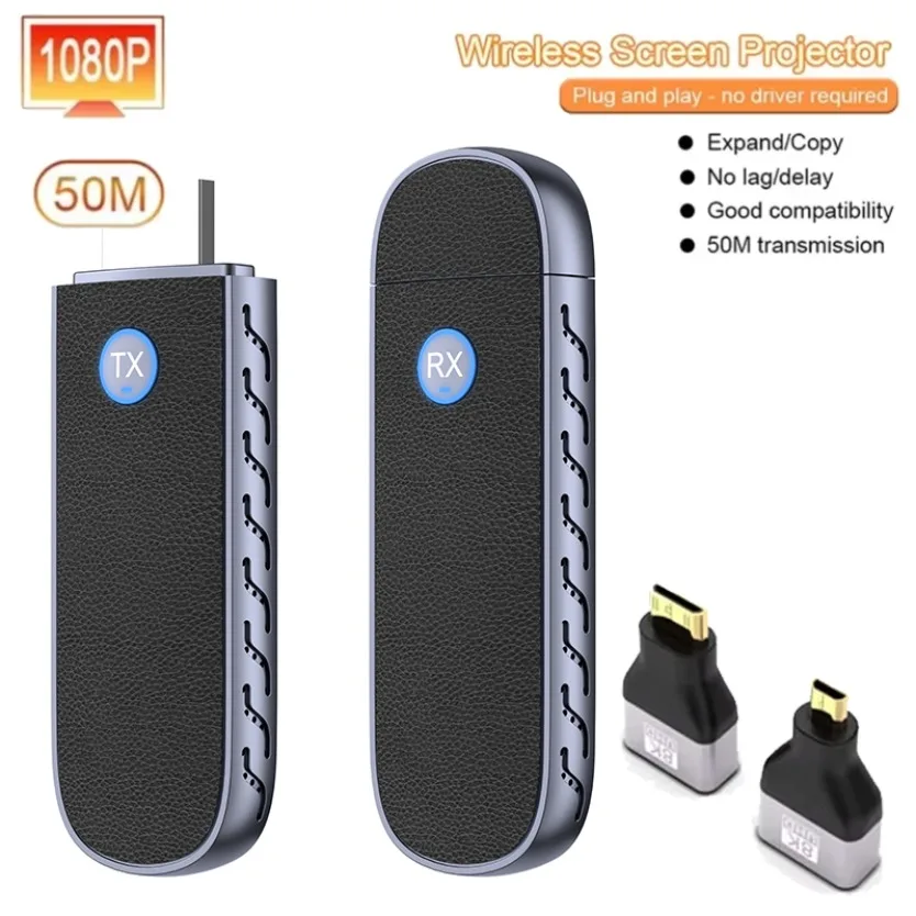 5G 50M Wireless HDMI-Compatible Video Transmitter Receiver Extender kit TV Stick Dongle 1080P Adapter For TV Box Projector PC