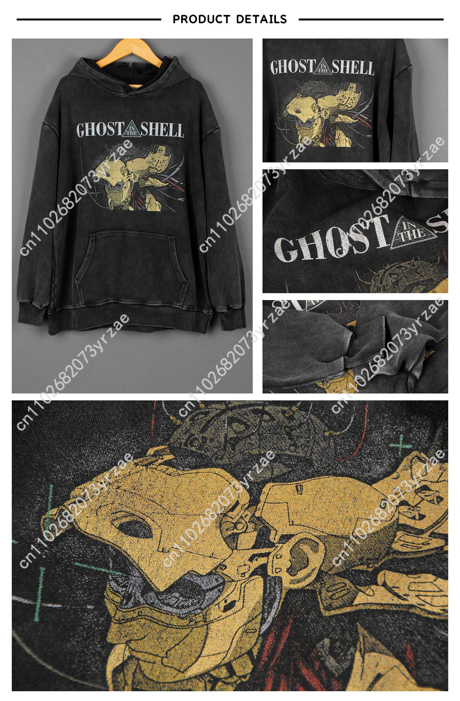 Sudadera con capucha de lavado Retro Ghost In The Shell, sudadera súper suave para hombres y mujeres, jersey, sudaderas con capucha de moda, sudaderas, Top Vintage transpirable