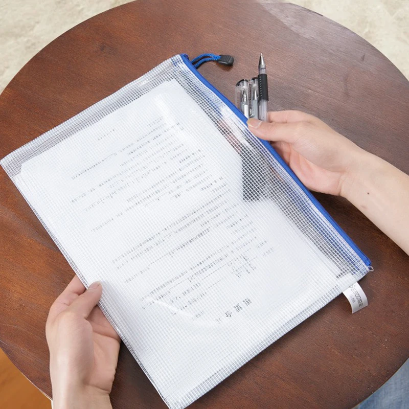 Grade saco com zíper 5/10/15/20 pçs pvc mix cor transparente à prova dwaterproof água armazenamento de documentos estudante papelaria escola material de escritório zyf