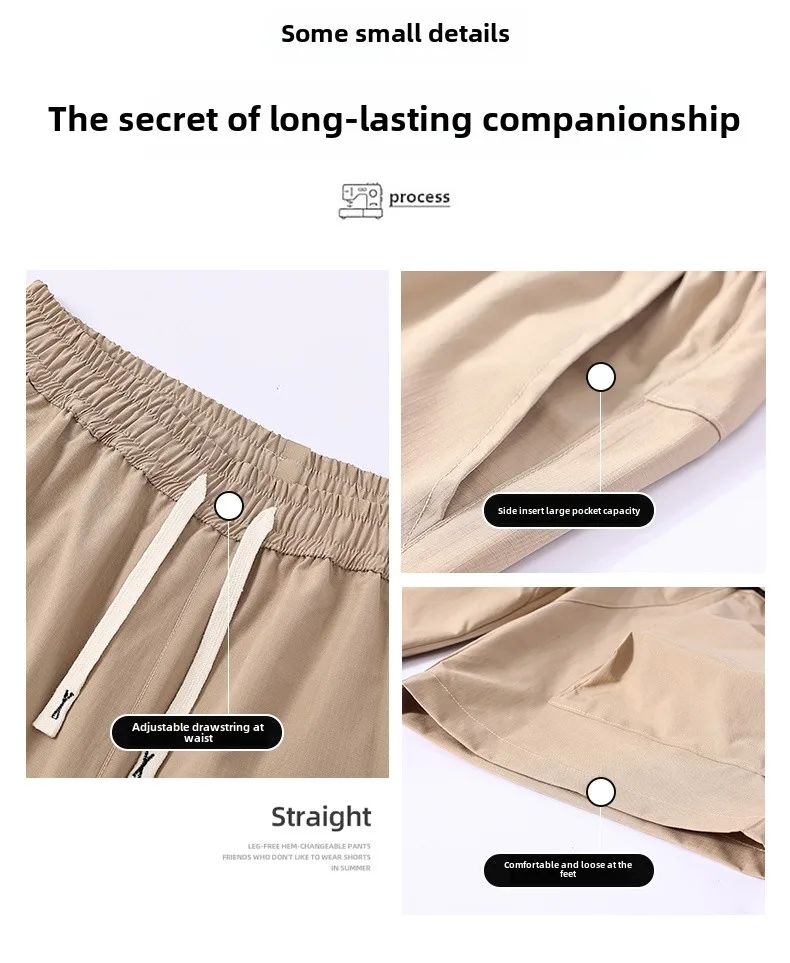 2025 New Men's Summer Casual Shorts Lightweight Loose Fit Trendy Sport Pants Plus Size Mid-Length Streetwear Quick-Dry