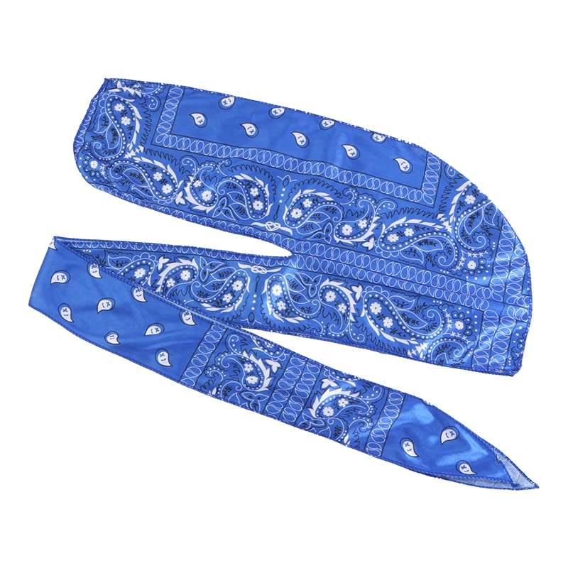 Amoeba Print Seidige Durag Bandanas Lange Schwanz Piraten Turban Kappe Cashew Blume Durag Turban Outdoor Radfahren Reiten Straße Hut Hijab – Detail 3