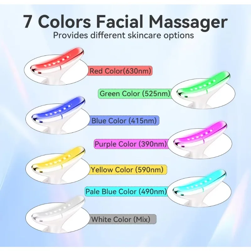 7‑Color Waterproof LED Facial Massager Vibration Beauty Device for Face Neck Household Facial Contouring Skin Care Instrument