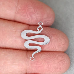 3pcs Double Ring Snake Charms Connector DIY Craft Bracelets Necklace Women Charm for Jewelry Making Stainless Steel Pendant Bulk