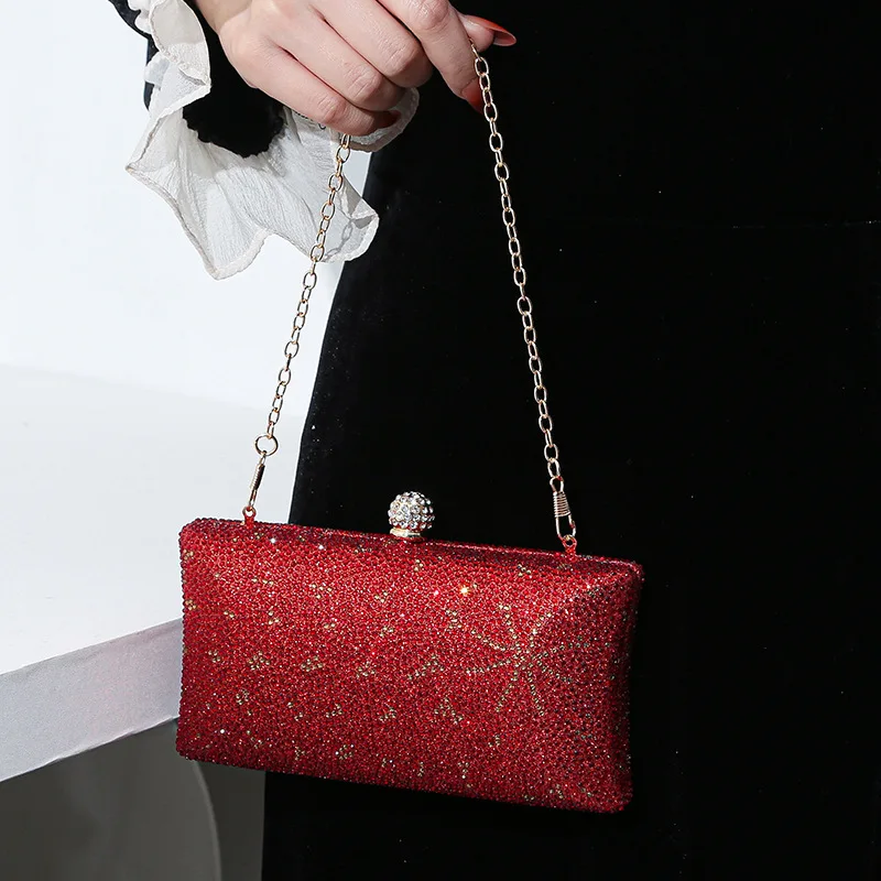 

2026 Women's Handbags Fashion Luxury Rhinestone Inlay Wedding Evening Bags For Women Metal Chain Shoulder Bag Party Clutch Purse