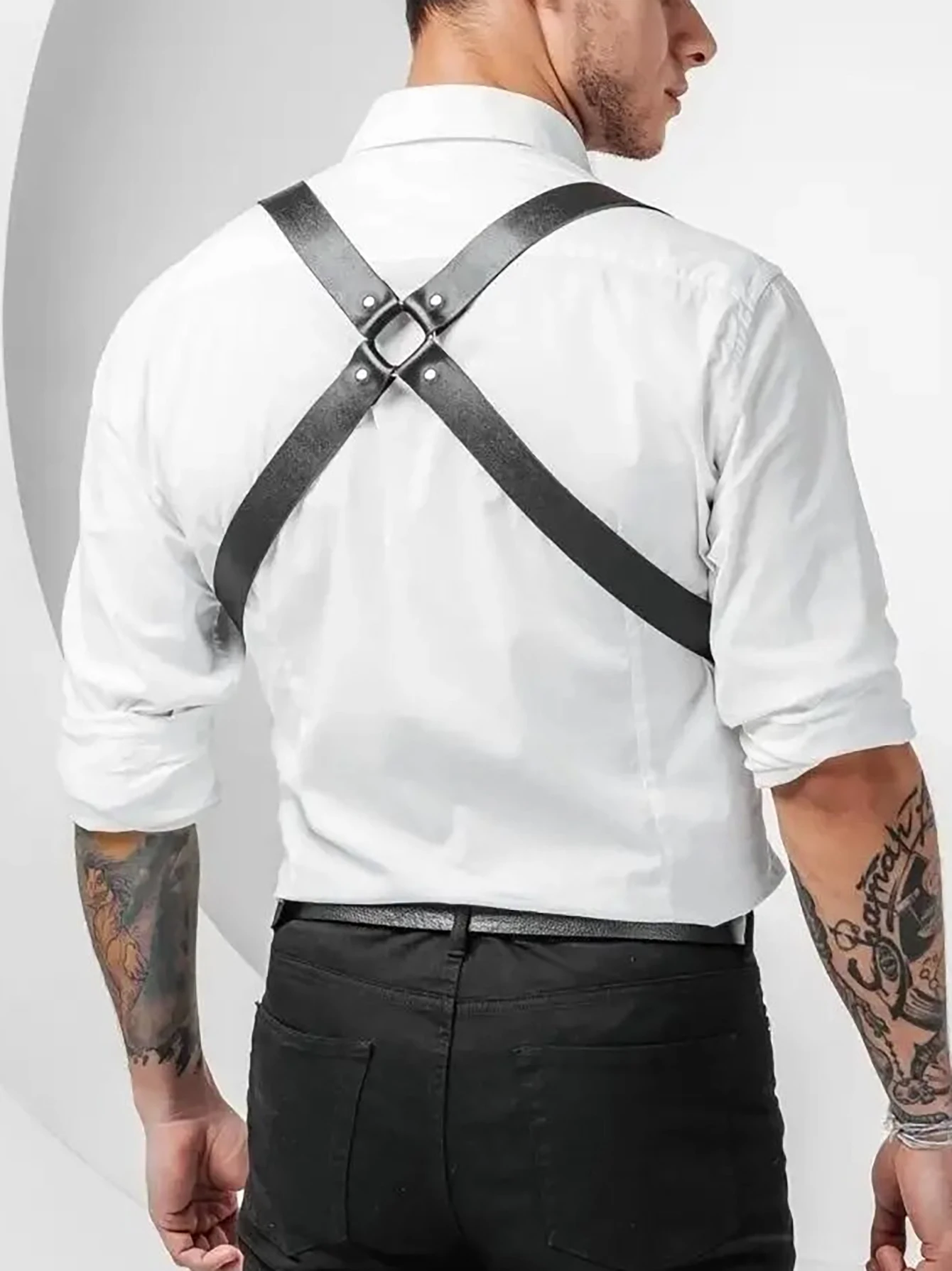 PU Leather Chest Harness for Men, Adjustable Suspenders, Bondage Body Harness, Gothic Clothing Accessories, Fashion