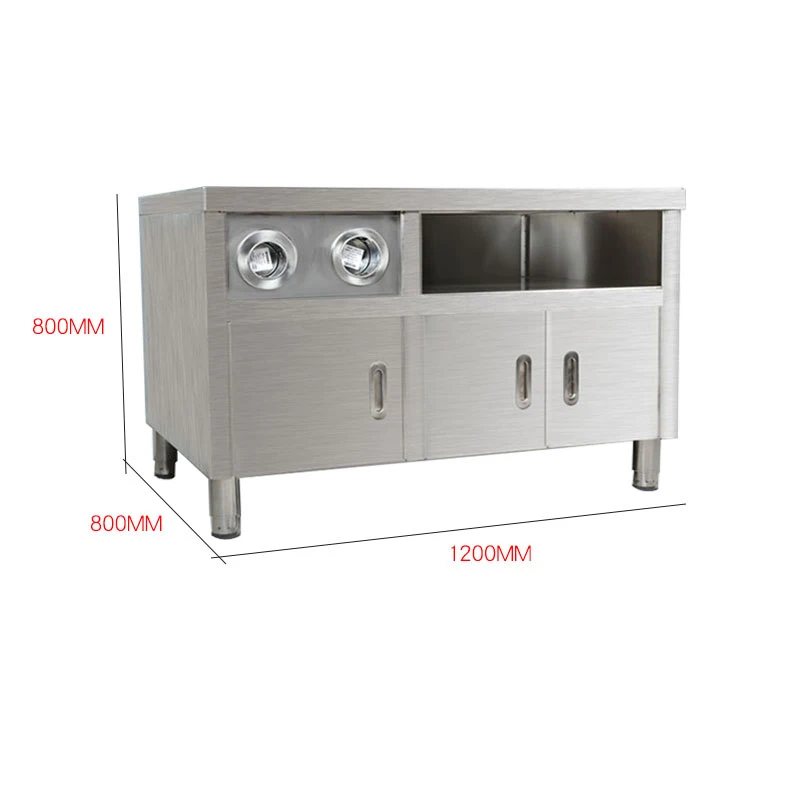 Commercial Center Island Workstation 1.2M Stainless Steel Table with Cup Divider Storage for Bakery Burger Shop