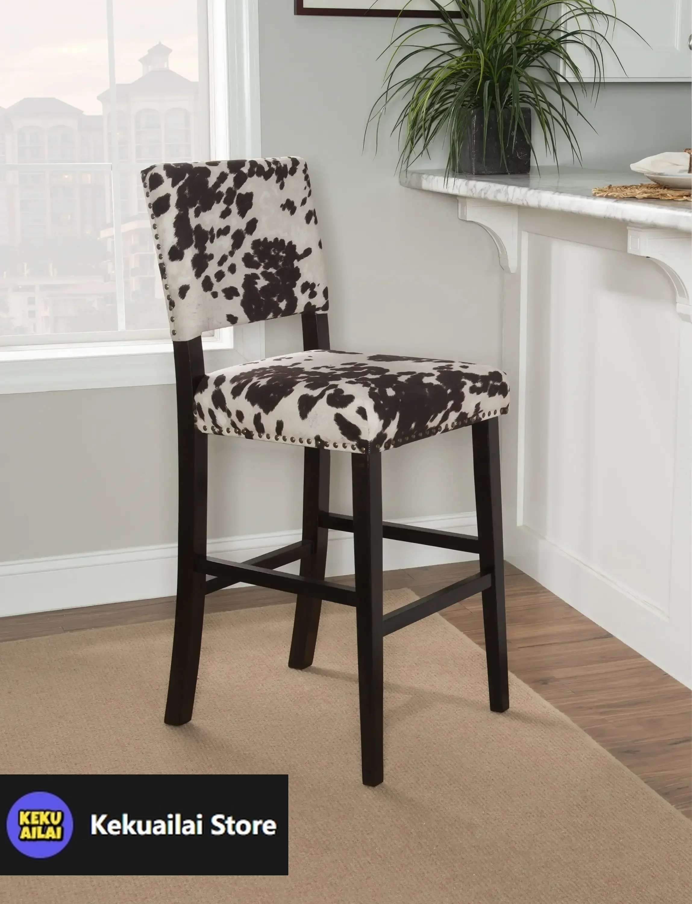 

Corey 30" Wood Cow Print Bar Stool in Brown