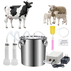 New 5L Milking Machine 220V Cattle Goat Electric & Pulsating Milking Machine Stainless Steel Milker Bucket Vacuum Pump Suction