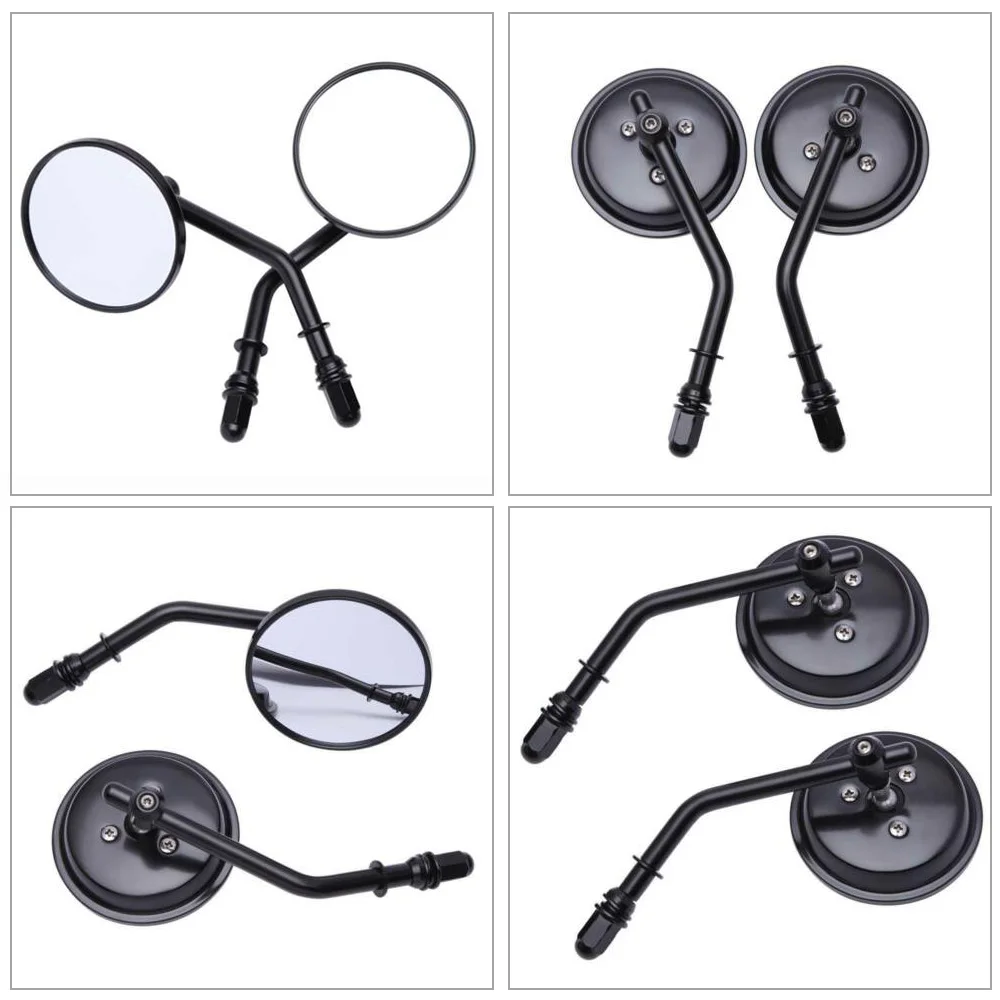 

1 Pair Round Motorcycle Mirrors Left & Right Side Mirrors Adjustable Angle For Harley Cross Bones, Dyna, Fatboy, Rocker, Softail