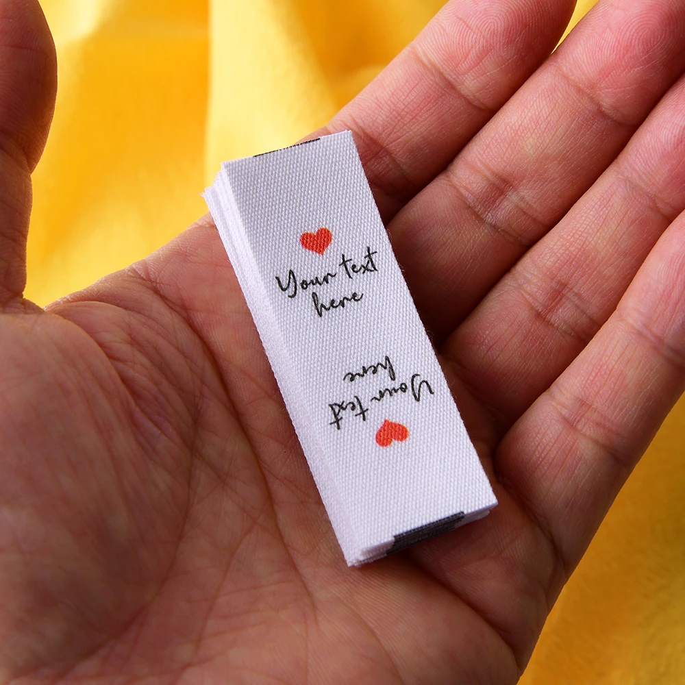 

Custom Folded Cotton Ribbon Sew Labels 0.79″x2.36″ 100% Cotton Personalized Text Logo for DIY Crafts Knitting Clothing