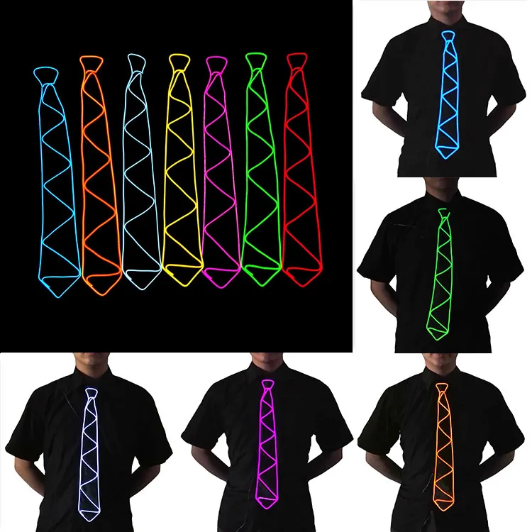 Light Up Neck Ties Man Light Up Funny Ties LED club Party Supplies Glow in the Dark Adjustable tie for Women and Men Parties