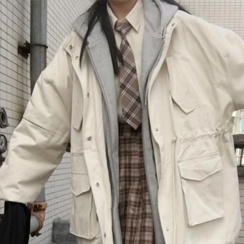 Jackets Women BF Harajuku Leisure Fall Couple High Street All-match Teens Outwear Patchwork Design Loose Clothes Stylish College