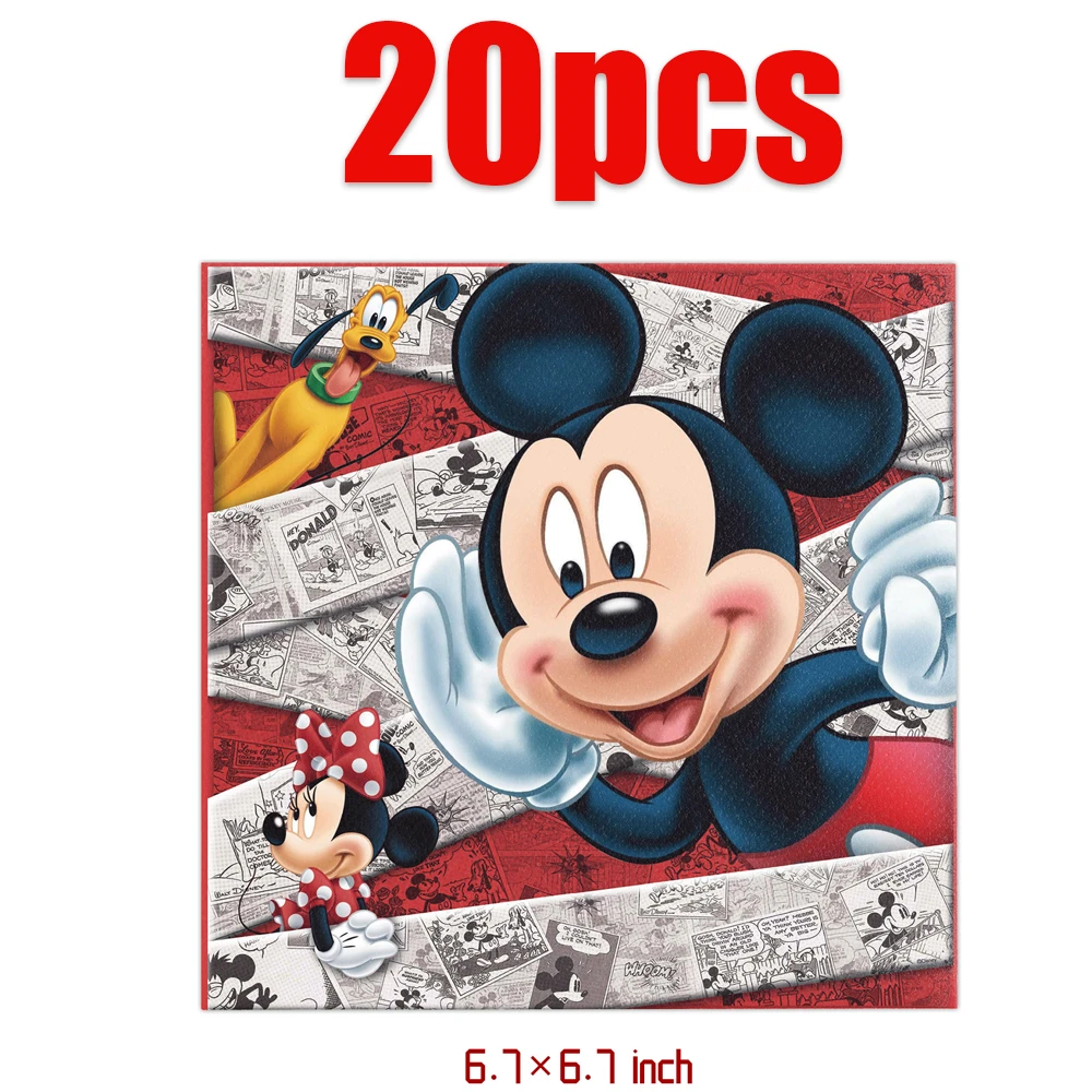 Mickey Theme 20pcs/lot Baby Shower Kids Birthday Party Supplies Disposable Tableware Print Dinner Napkins Decoration Tissue