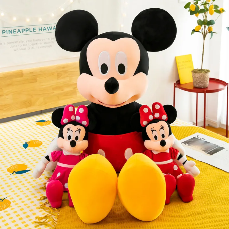 Cartoon Disney Couple Mickey Minnie Doll 35cm Anime Red Pink Minnie Mouse Plush Toys Girlfriend Children Gifts Lovely Plush Toy