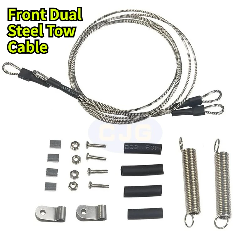 RC Crawler Car Dual Front Steel Tow Cable For Axial SCX10 D90 D110 TRX4 1/10 Scale Custom Size Scene apperence Upgrade Accessory