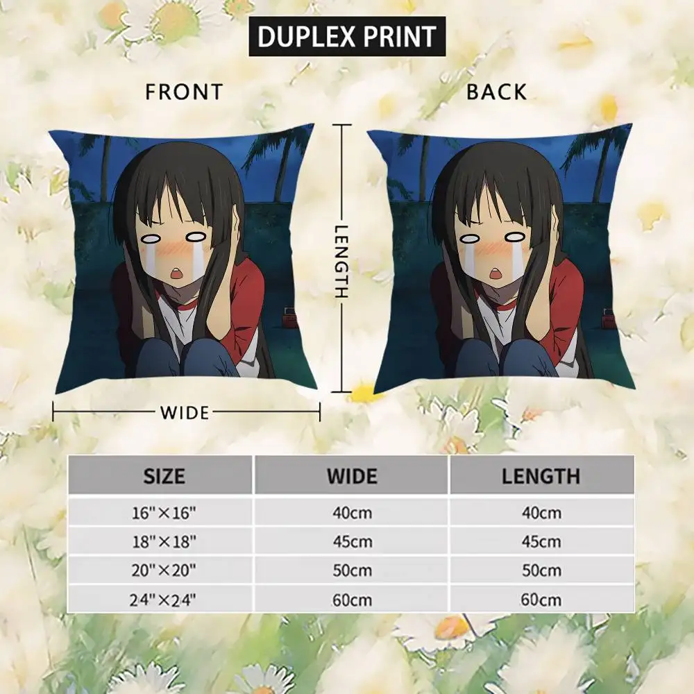 Azumanga Daioh كيس وسادة على الوجهين الطباعة غطاء الوسادة 45x45 الوسائد الزخرفية أريكة ديكور المنزل المخدة الناعمة