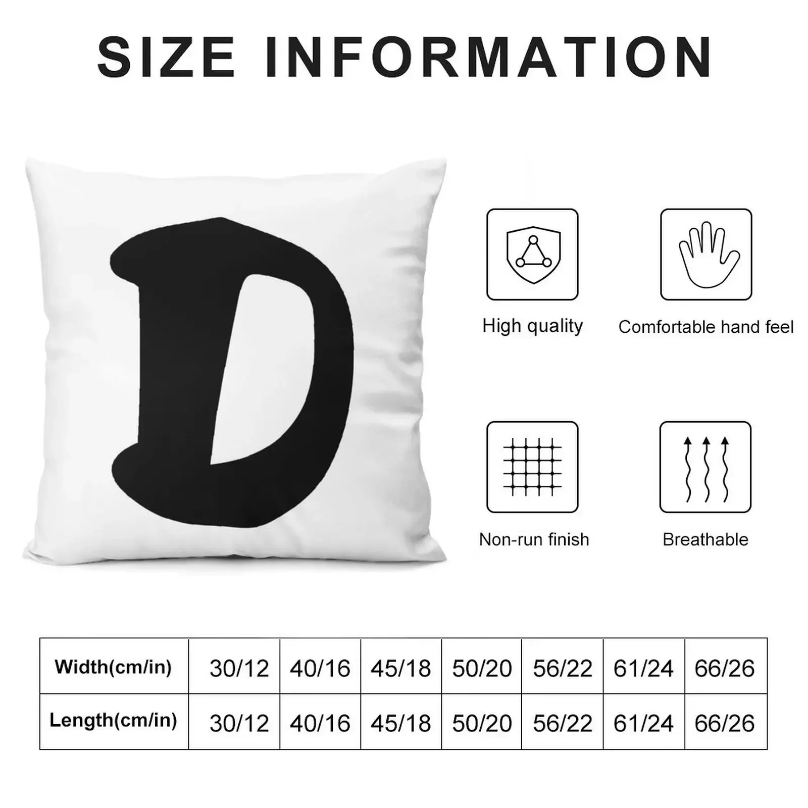 Monogram Letter D in Black Throw Pillow Pillowcase Decorative Pillow Covers For Sofa pillow