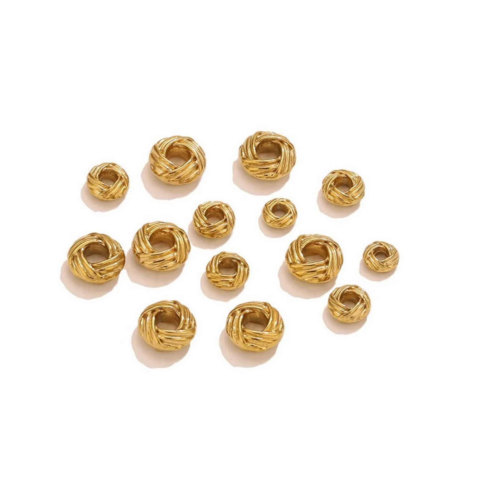 10pcs Stainless Steel Bird Nest Twisted Spacer Beads 18K Gold Plated  DIY Handmade Bracelet Necklace Jewelry Making Accessories