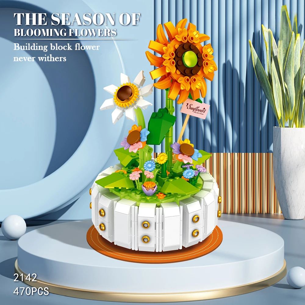 

Toylynx Flower Bouquet Mini Particle Building Blocks Flower Kit 3D DIY Creative Plants Halloween Gift for Children and Adults