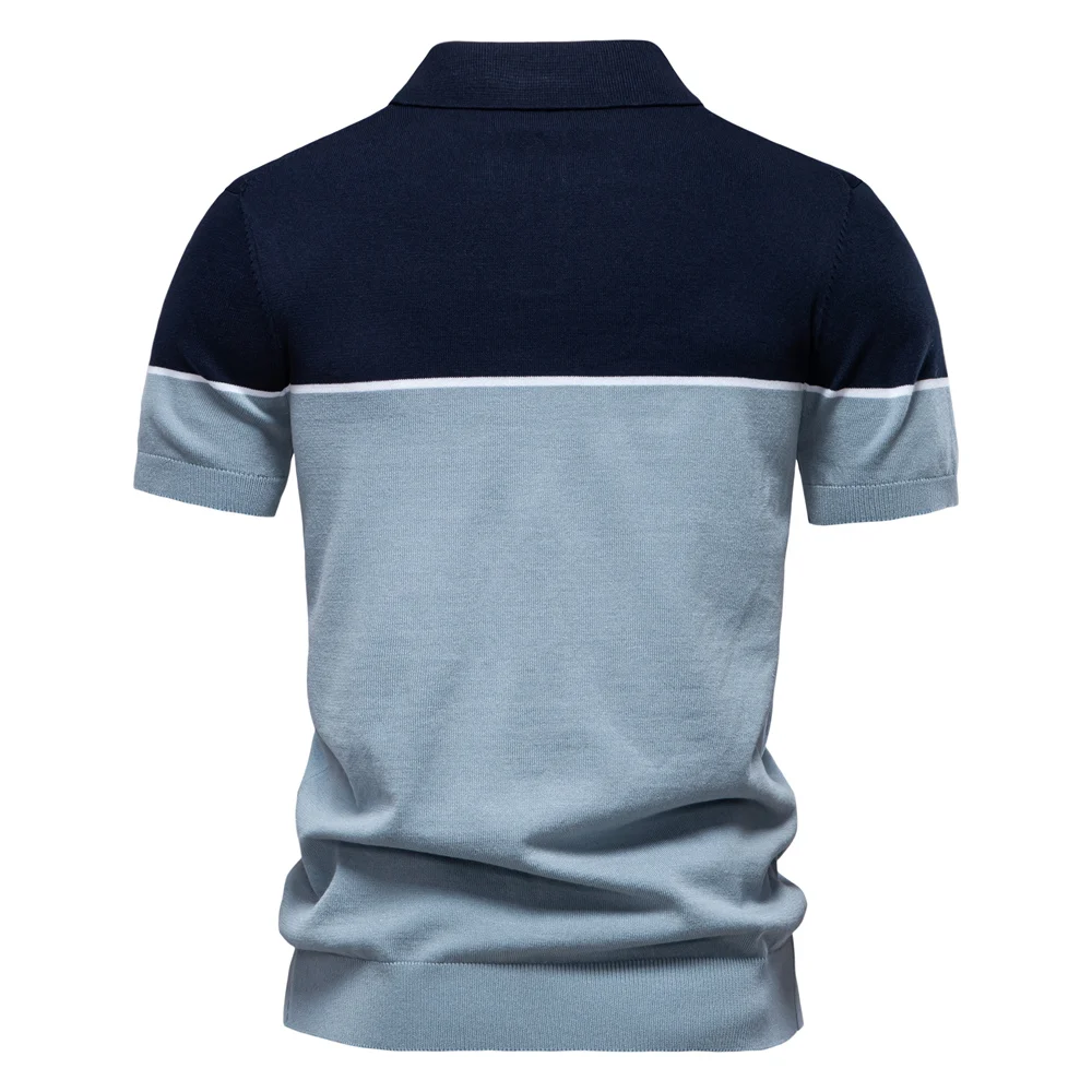 2026 New Men's Athletic V-Neck Color Block Polo Shirt Social Event Polo Shirts for Men Contrast Sport Slim Fit Polo
