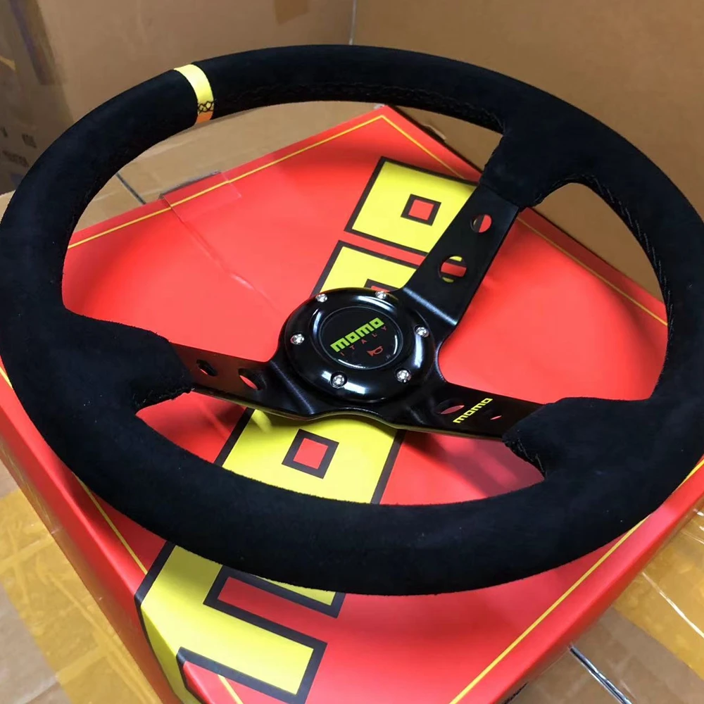 

Deep Universal 350MM Racing Drift MOMO Steering Wheel Car MOMO Suede Leather JDM Steering Wheel Volantes For VW HONDA TOYOTA BMW