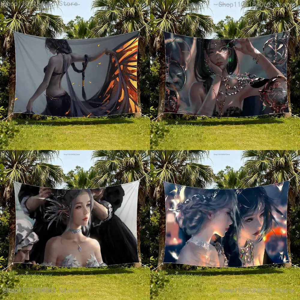 

Ins Hot Ghost Blade HaiQin Yan Flag Tapestry Banner For Bedroom Outdoor Living Room Restaurant Bar Wall Decor Party