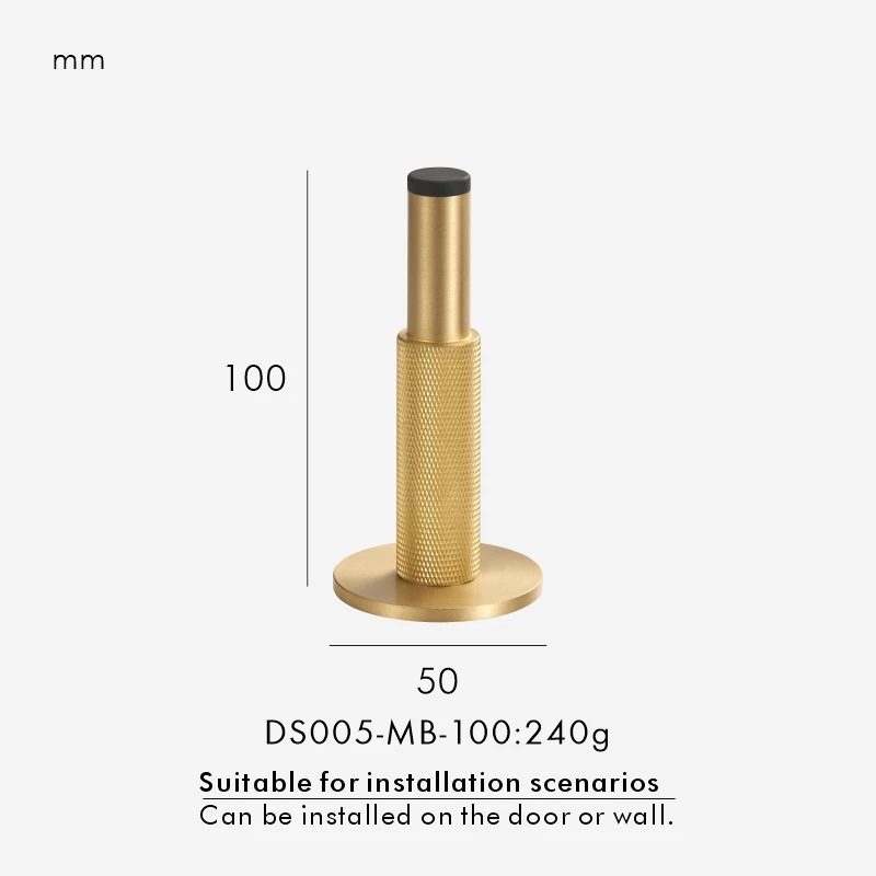 Nurlin Brass Knurled Door Stop Bathroom Door Room Stopper Heavy Duty Floor Wall Mount Bumper Door Holder Catch Antique Brass image 3
