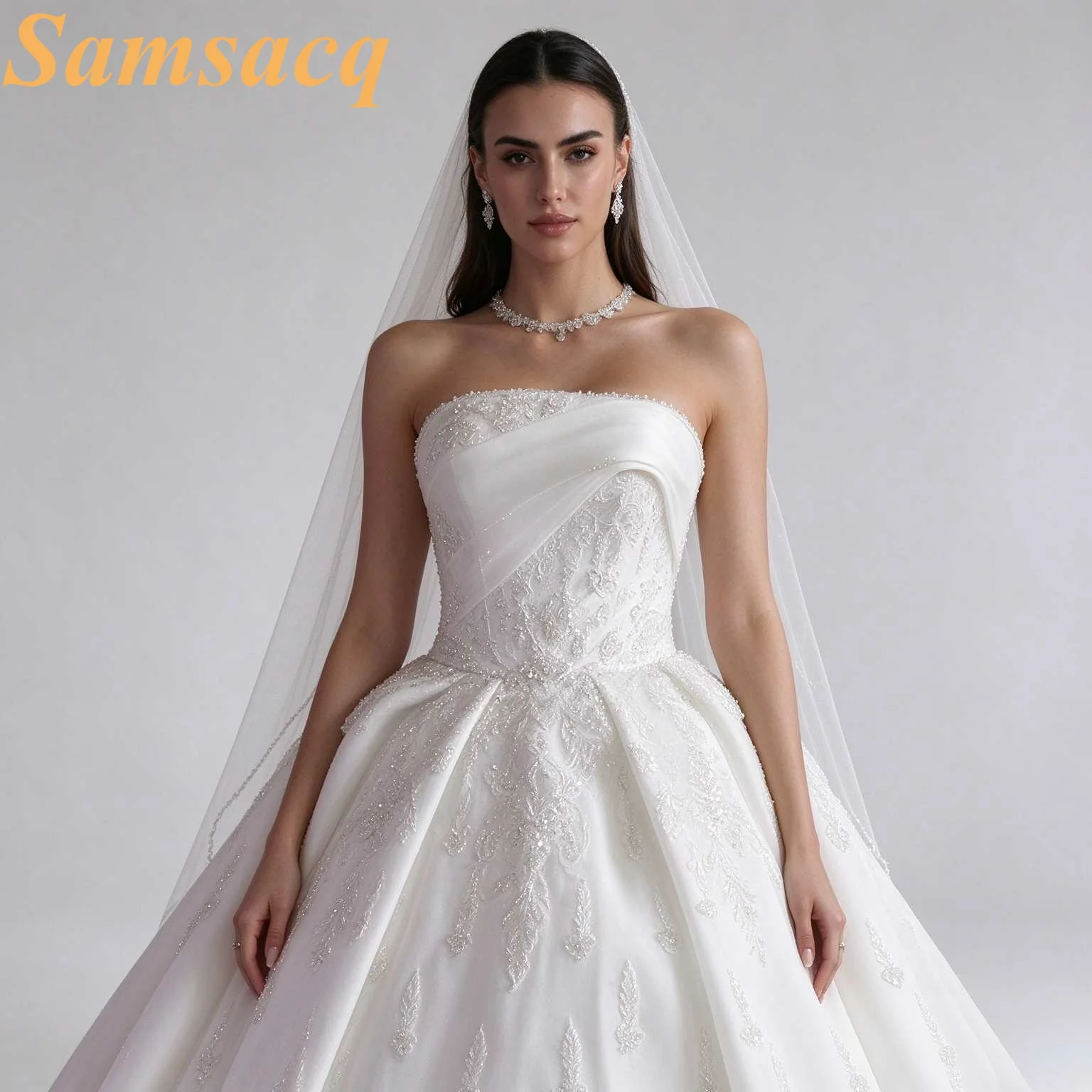 Customized Elegance Lace Appliques Wedding Dress Luxury Shining Beads Off The Shoulder Bridal Gown Wedding Dress With Flowers