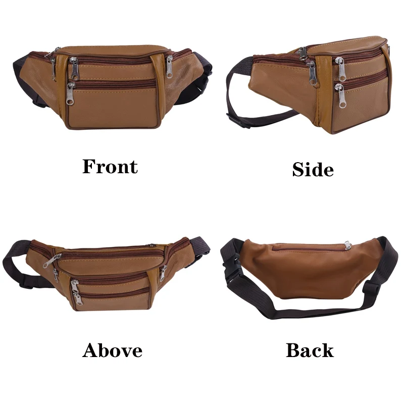 Fashion Men Genuine Leather Waist Packs Men Organizer Travel Waist Pack Necessity Waist Belt Mobile Phone Bag