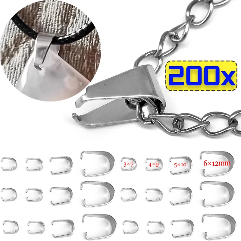 

200PCS Stainless Steel Pinch Bails for DIY Nacklace Jewelry Making Silver Gold Pinch Bails for Pendants Necklace Clip Clasps