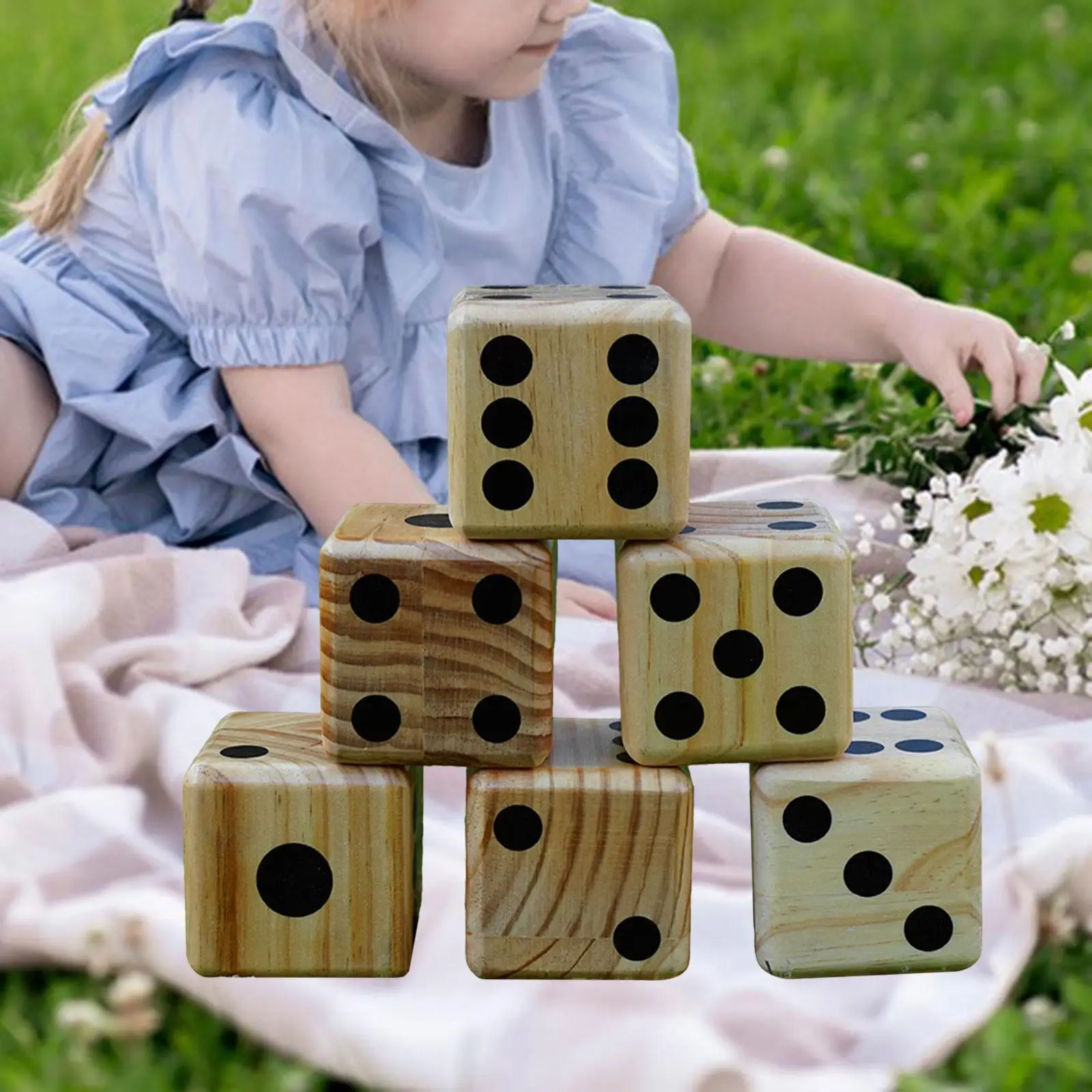 Wood Dice 6 Sided Dice Learning Learn Math Counting Dice Cubes Block 3.54inch