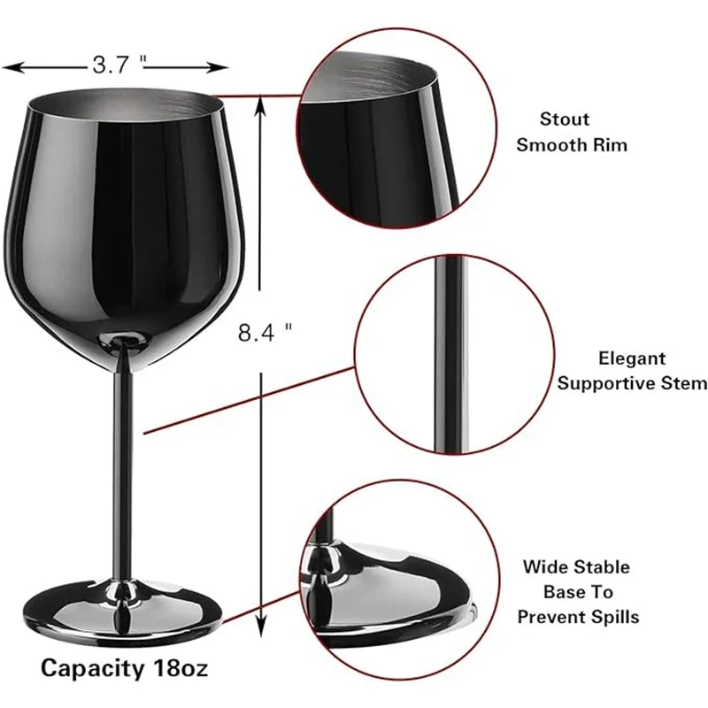 Stainless Steel Glass Cocktail Creative Metal Wine Glass Bar Restaurant Champagne Glass Red Wine Glass Drinkware Barware Cup
