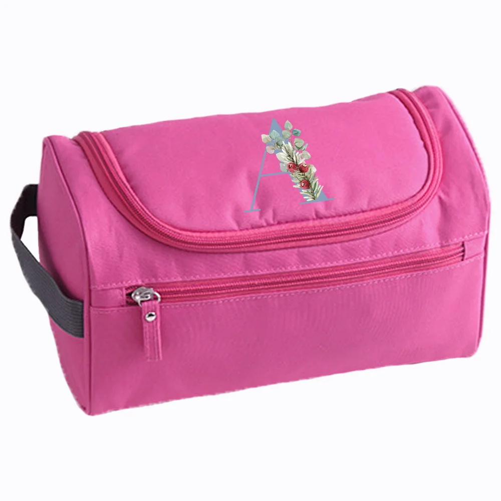 Makeup Bag High Capacity Clothing Storage Bag Women Business Travel Cosmetic Bag Hanging Wash Pouch Blue Lettern Pattern
